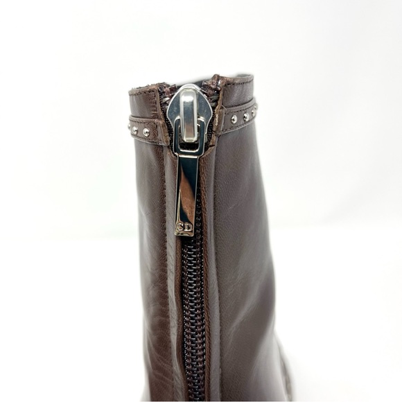 Vintage Christian Dior Galliano Y2K Brown Leather Bondage Ankle Boots Heels 37 7 - Picture 6 of 11